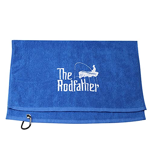 PWHAOO Fishing Towel Fisherman Gift The Rodfather Dad Papa Embroidered Towel with Clip (The Rodfather)