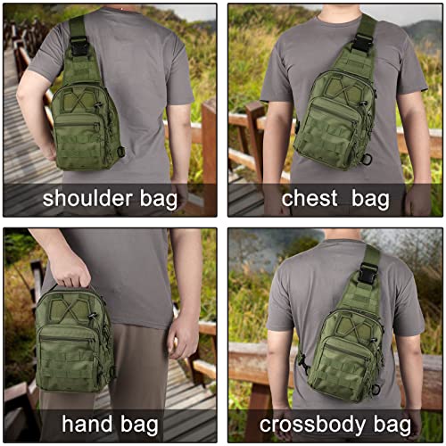 Qcute Tactical Backpack, Waterproof Military Cross-body Molle Sling Shoulder Backpack Chest Bag for Outdoor Every Day Carry - color: Army Green