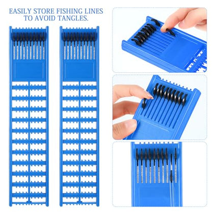 Meooeck 8 Pieces Fish Hook Holder Snelled Fishing Leader Holder 10.6 x 2.36 x 0.67 Inch Line Organizer for Storing Line Rigs - color: Blue