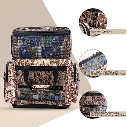 Goture Large Tackle Bag,Store Up to 8PCS 3700 Plus 4PCS 3600 Tackle Trays(Not Included),Water Resistant Saltwater Gear Storage Big Fishing Bag with EVA Bottom,Gifts for Men(21.65"x11.8"x15.16")-Khaki - color: A1 Khaki Extra Large Without Trays