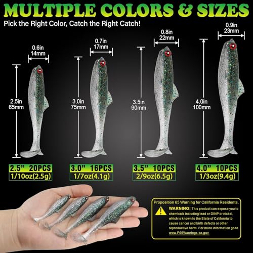 LUCKYFISHING Paddle Tail Swimbaits Soft Plastic Swimbaits Soft Baits for Bass Fishing Trout Crappie Walleye Freshwater Saltwater 10/16/20 PCS Soft Plastic Baits 4/3.5/3/2.5 Inch - color: Black, size: 3.5 inch-10pcs