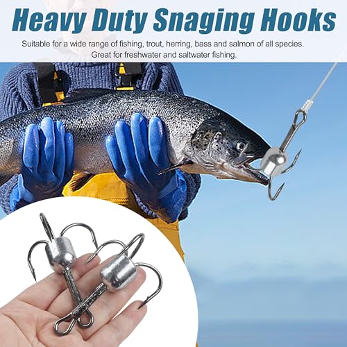Snagging Hooks Snagging Weighted Treble Hooks 5pcs Large Weighted Fishing Hooks for Baitfish Tuna Swordfish Trout Salmon Fishing 4 Sizes 1oz 1.25oz 1.5oz 2.5oz - size: 8/0-1.5oz-5pcs