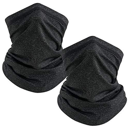 TICONN Neck Gaiter Face Cover Scarf, Neck Warmer Breathable Sun & Wind-proof for Skiing Fishing Hiking Cycling - color: Heather Black-2pk, style: Quick Dry