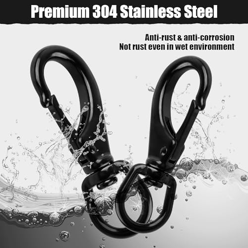 Stainless Steel Swivel Eye Snap Hook, 5 Pack (2.7 Inch) Heavy Duty Flag Clips for Flagpole Rope, Diving Clips Spring Hooks for Bird Feeders, Pet Chains, Dog Tie-Out Cable, Keychains