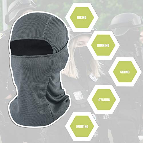 Balaclava Face Mask Adjustable Windproof UV Protection Hood - color: Grey