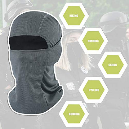 Balaclava Face Mask Adjustable Windproof UV Protection Hood - color: Grey