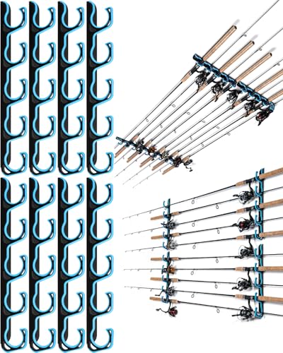 Ghosthorn Fishing Rod Holders for Garage Fishing Pole Holders Ceiling or Wall Mounted Fishing Rod Rack garage Storage Organizer Fishing Gear Equipment for Men Women (Blue, 4 Packs) - color: Blue, size: 4 pack holds up 20 rods