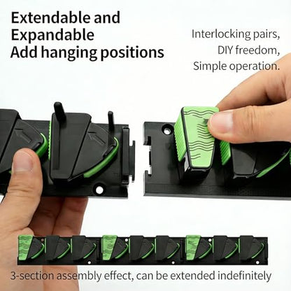 BOROLA Expandable Wall Mounted Fishing Rod Rack, 3-Slot Horizontal/Vertical Rod Holder with Spring Clamps & Soft Rubber Pads, No-Drill or Screw Mount Storage Organizer for All Fishing Poles