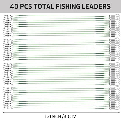 40Pcs Anti-Bite Wire Fishing Leaders with Swivel Snap | Multi-Strand Stainless Steel Fishing Leader Line for Lures, Bait Rigs & Hooks, Pike and Bass Fishing, 8in/10in/12in - size: 12in_30cm_40pcs