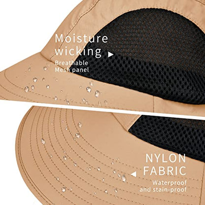Sun Hat for Men Women with Neck Flap,UPF 50+ UV Protective Hiking Fishing Hats,Wide Brim Sun Hat for Women&Men - color: 1pack-khaki