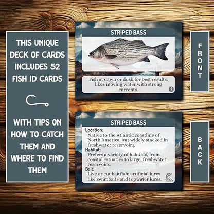 Freshwater Fishing ID Cards: Waterproof, 52-Identification Card Set for Anglers - Learn Fish Species, Techniques, & Tips. The Ultimate in Fishing Accessories, fits in Any Tackle Box.