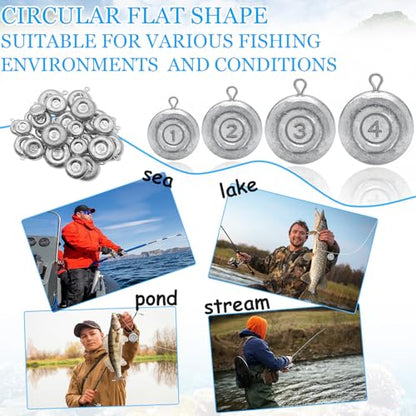 Fishing Weights Sinkers, Disc Sinkers Weights Coin Sinkers Freshwater Saltwater River Bank Surf Fishing Catfishing 1oz 2oz 3oz 4oz - style: 4oz-4pcs