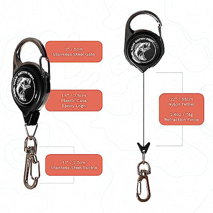 HOOK-EZE Fly Fishing Zinger Retractor (3 Pack), Fishing Knot Tying Cards to 8 Essential Fishing Knots, Come with A Fly Fishing Zinger Retractor