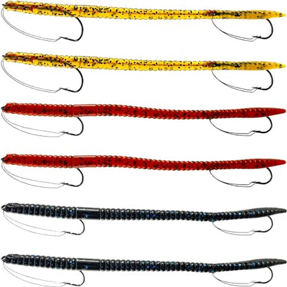 Fishing Lures Bass Lures, Weedless Pre Rigged Bionic Sinking Bass Fishing Lure Soft Plastic Swimbaits for Trout, Walleye, Crappie, Fishing Worm Swim Baits Minnows for Saltwater Freshwater - color: A3-Pumpkin Seed, Black Blue, Chocolate