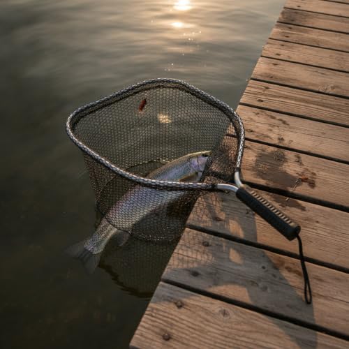 Rubber Mesh Landing Net Head Replacement, Aluminum Alloy Frame for Freshwater Fishing, Smooth Surface Design (1 Pack) - size: 15.75 x 11.02 x 11.81"