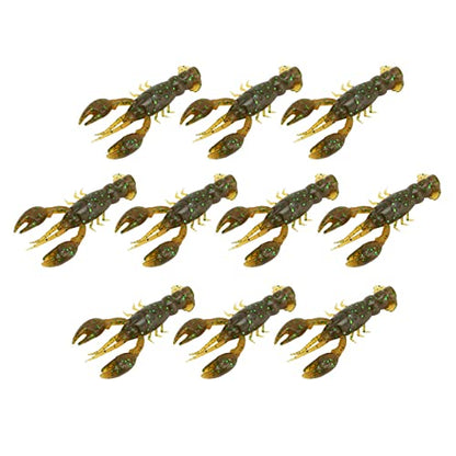 YUYTE Lures Crawfish Bait 10pcs Soft Fishing Lure Crawdad Bait PVC Shrimp Artificial Lure Baits for Freshwater and Saltwater Fishing - color: Green