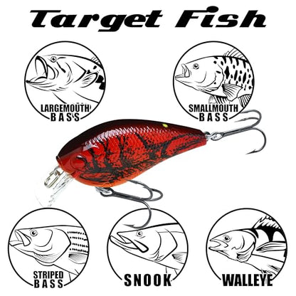 Lucky CRAF LC 1.0, Silent, Crankbait, Squarebill, Freshwater Fishing Gear, Tournament Winning, Champion Bait, Fishing Accessories, Fishing Tackle - color: 512 All OT Moss Craw