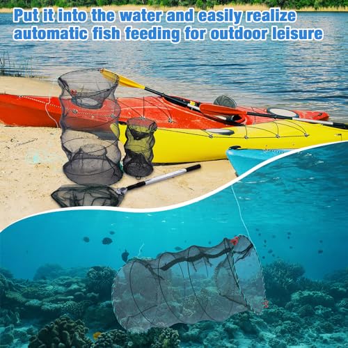 7 Pcs Fish Trap Minnow Trap Crab Trap Crawfish Trap Lobster Trap and Portable Folded Fishing Accessories 60 Inch Fishing Landing Net for Fishing