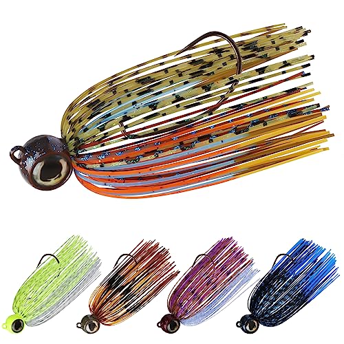 TRUSCEND Jigs Fishing Lures with Ultra Smooth Teflon Hook, Tour Grade Titanium Weed Guard Swim Jigs, Valuable Weedless Skirted Jig, Well-Made Lures for Crappie Bass Trout, Freshwater Fishing Gear - color: B2-1/2oz