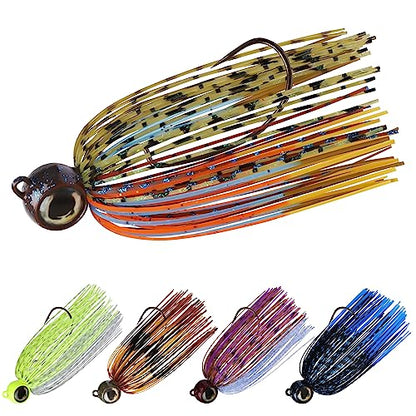 TRUSCEND Jigs Fishing Lures with Ultra Smooth Teflon Hook, Tour Grade Titanium Weed Guard Swim Jigs, Valuable Weedless Skirted Jig, Well-Made Lures for Crappie Bass Trout, Freshwater Fishing Gear - color: B2-1/2oz
