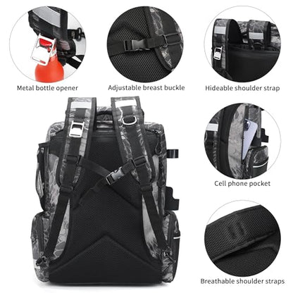 Rabjen Fishing Tackle Backpack, 45L Storage Waterproof Travel Bag Store Fishing Gear with Insulated Top Pocket