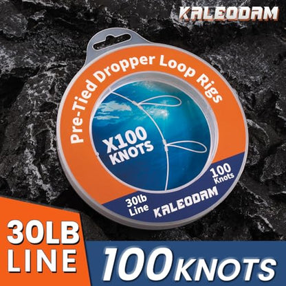 20lb-70lb 100knots Pre-Tied Dropper Loop Fishing Rig, 18" Spacing, 5.5" Loop Size, Ideal for Saltwater & Freshwater Fishing - size: 30LB-100knots