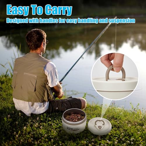 THKFISH Fishing Bait Container, Stainless Steel Insulated Live Bait Storage, Worm Bait Holder, Bait Storage Box, Nightcrawler Box, Bait Bucket to Keeps Bait Fresh and Alive - color: 1PCS-0.6L