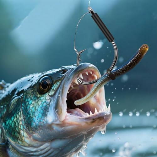 Natufish 25-Pack 2X Strong Weedless Wacky Rig Hooks - Ultra Sharp Neko Rig Circle Weedless Hooks for Bass & Catfish,Saltwater & Freshwater - color: 1/0_25PCS