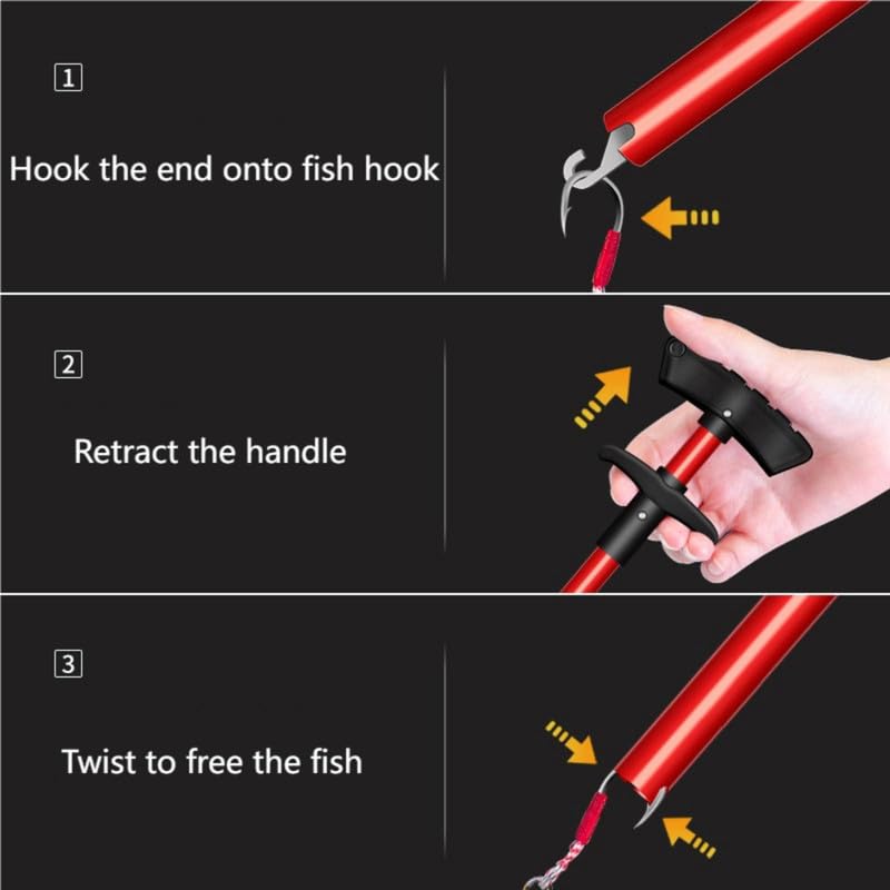 Fish Hook Remover Tool, Fishing Pliers Aluminum Hook Remover Tool Fishing Dehooker Freshwater Saltwater 10 inches with Lanyard - color: Red