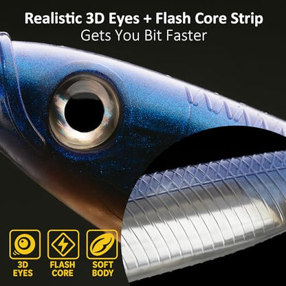Paddle Tail Swimbait Fishing Lures for Bass Fishing | 5/6/15 Pcs Soft Plastic Lures With Paddle Tail, Pre-Rigged Jig Hook Options for Walleye, Pike & Trout Fishing - color: blue