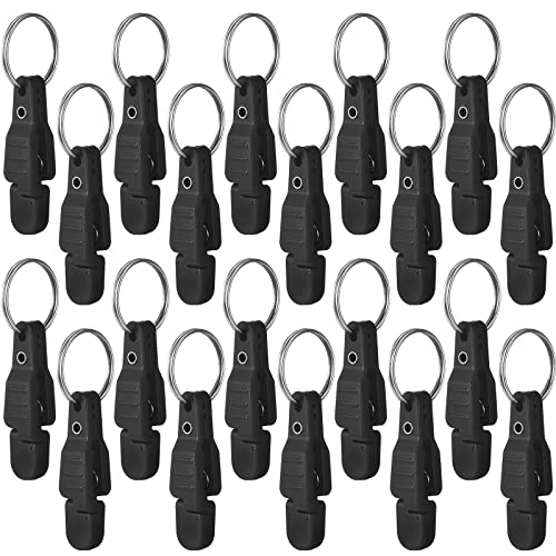 Honoson 20 Pieces Heavy Tension Snap Release Clips Padded Trolling Clips with Key Ring for Weight Planer Board Offshore Kites Downrigger Fishing - color: Black