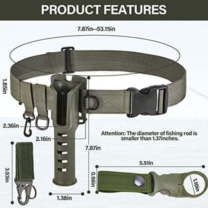 Fishing Wading Belt Rod Holder Adjustable Wader Waist Belt for Fly Surf Casting Spinning Pole Fishing Tool Tackle (Black) - color: Green