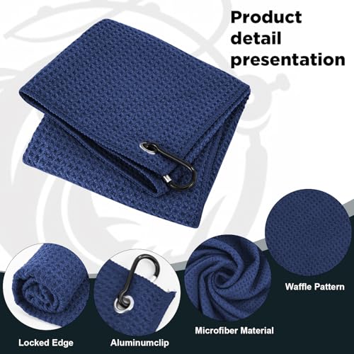 Puomue 3 Pack Microfiber Fishing Towels with Clip, 16" X 16", Waffle Pattern for Effective Cleaning of Fishing Gears or Dirty Hands, Perfect for Camping Towels and Hiking Towles (Blue, 16"X16") - color: Blue