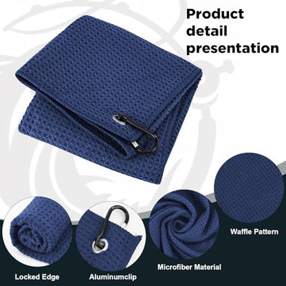 Puomue 3 Pack Microfiber Fishing Towels with Clip, 16" X 16", Waffle Pattern for Effective Cleaning of Fishing Gears or Dirty Hands, Perfect for Camping Towels and Hiking Towles (Blue, 16"X16") - color: Blue