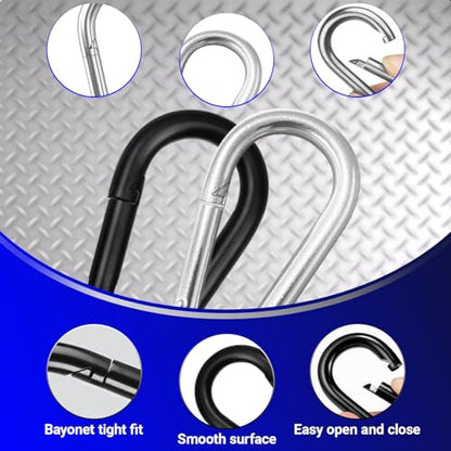 12 Pack 1.57" Heavy Duty Carabiner Clips, M4 Black Galvanized Steel Spring Snap Hooks, Rust-Resistant Keychain Clips for Hammock, Camping, Hiking, Fishing, Swing Set - color: Black, size: M4-1.57"
