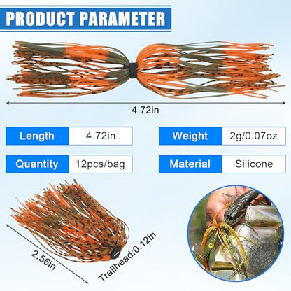 Silicone Jig Skirts Spinnerbait Skirts 50 Strands Bass Fishing Lure Skirts Replacement for DIY Spinner Baits Buzzbaits Squid Jig Accessories - style: B-20 Packs