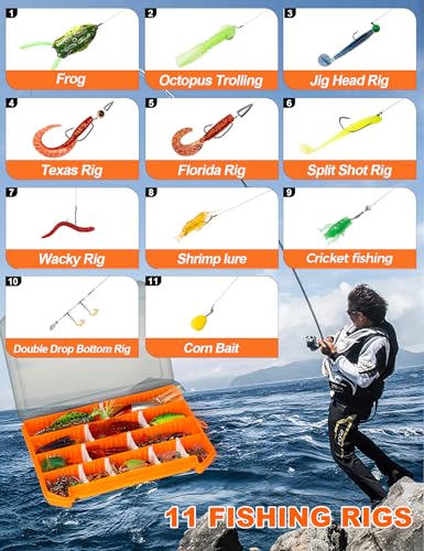 Fishing Lures,380Pcs Tackle Box with Tackle Included | Fishing Gear with Frogs,Soft Baits, Hooks & Other Accessories,Fishing Bait Kit for Bass Trout