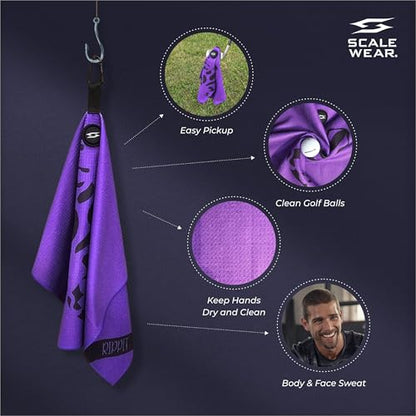 Rippit Magnetic Waffle Golf Towel – Large 16"x24" Microfiber Golf Club Ball Magnet Clip to Hang on Bag Cart Strong Premium Strength Ultra Absorbent Gear Men Gift (Rippit Purple) - color: Rippit Purple