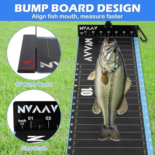 53in Fish Ruler, 1/4 Inch Increments Fish Measuring Tape, Waterproof Fishing Ruler with Bump Board, Portable Fishing Measurement Tool for Boat, Kayak, Coolers, Yacht and Workbench