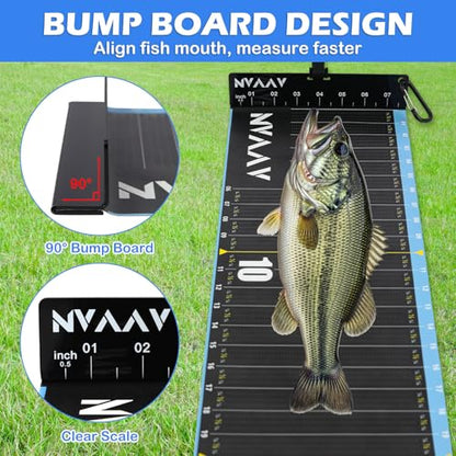 53in Fish Ruler, 1/4 Inch Increments Fish Measuring Tape, Waterproof Fishing Ruler with Bump Board, Portable Fishing Measurement Tool for Boat, Kayak, Coolers, Yacht and Workbench