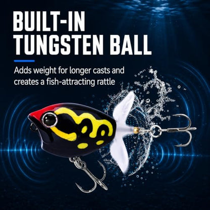 Top Water Lures, Floating Plopper Bait with BKK Hooks – Bass Fishing Lures for Trout, Pike & Other Freshwater & Saltwater Species – Great Fishing Gifts for Men - color: B2-3PCS,2.28in,0.39oz