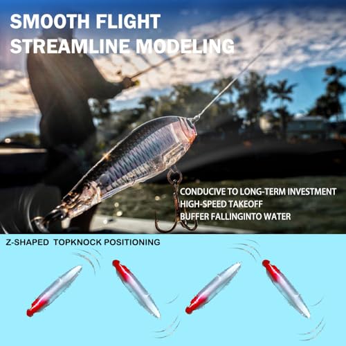 Top Water Fishing Lure for Freshwater and Saltwater, Long Cast Sinking Pencil Lures Artificial Hard Baits with Treble Hook, for Bass Walleye Pike Catfish Musky Perch Fishing Gifts for Family Fishing - color: D