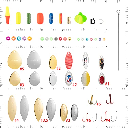Dr.Fish 1310 Pieces Spinner Making Kit Lure Making Suppies Walleye Rig Spinner Blades Lure Bodies Floats Spinnerbait Shafts Accessories Freshwater Bass Materials