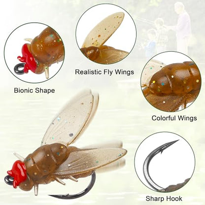 Bionic Fly Fishing Baits, Fly Fishing Flies Kit Trout Jigs Swimbaits Dry Flies Bionic Fishing Lures Fly Fishing Hook for Bass Panfish Trout - style: Brown-18pcs