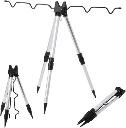 Japard Fishing Rod Pole Holders for Ground, Holding Tripod Stand with 5 Rods, Portable,Adjustable Aluminum Alloy for Sea Pier Quay River