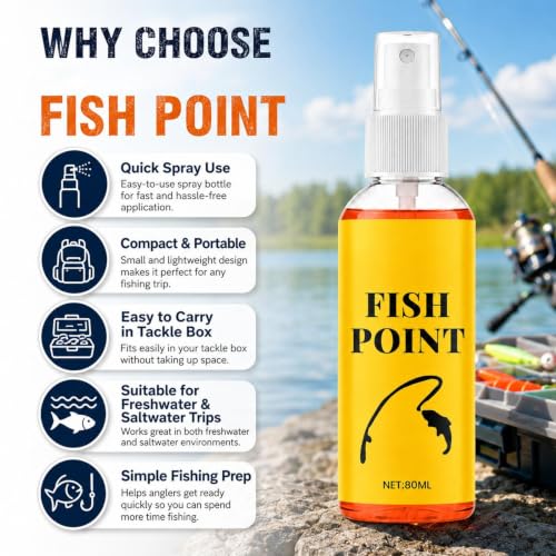 Concentrated Fish Attractant Liquid 80ml Fish Point Liquid | Bass Lure Enhancer for Lake River Stream Shore Boat Outdoor Trip Bass Trout Angler Dad Husband Boyfriend Men