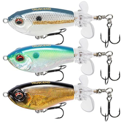 TRUSCEND Popobait Easy Catch Fishing Lures with BKK Hooks, Instant Startup, Longer Cast, Balanced Spray/Sound/Swim, Plopper Topwater Lures for Bass, Trout, Pike, Walleye, Freshwater Saltwater Fishing - color: A-3",0.3oz