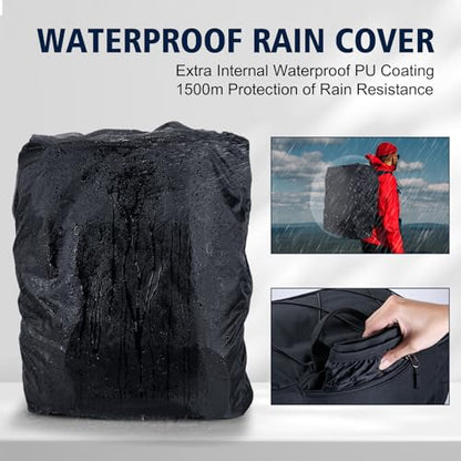 Goture Fishing Backpack with Cooler,72L Large 600D Tackle Backpack with Rod Holders,Dry & Wet Split Compartment,Adjustable Main Compartment,Rain Cover,Insulated Tactical Bag for Travel Camping Hiking - color: Black (Only Bag, Without Tackle Box)