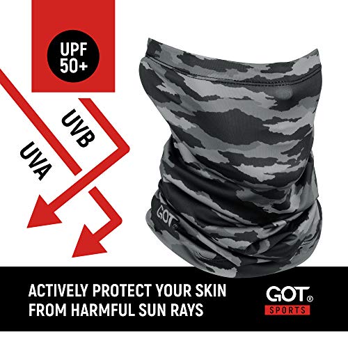 UPF 50+ Fishing Neck Gaiter - UV Face Mask Sun Protection for Men Women | Moisture-Wicking, Quick-Drying, Built-in SPF, UVA/UVB Blocking, Hunting Camo Design, Versatile Headwear - color: Disruptive Night Camo