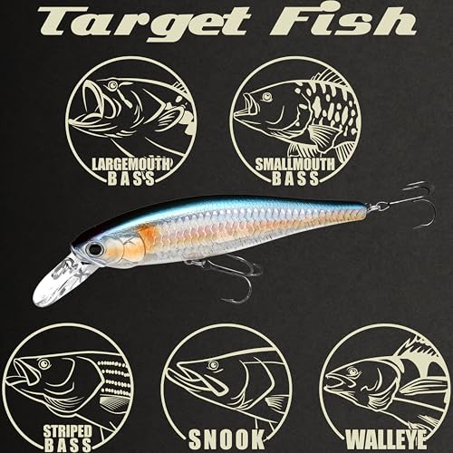 LUCKY CRAFT Pointer 100SP, Jerkbait Side by Side Action Tournament Winning Perfect Wobbling Freshwater Lake Bass Fishing Champion Bait - color: MS American Shad
